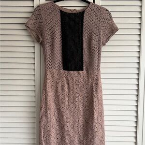 New York & Company Black and Nude/Brown Lace Midi Dress